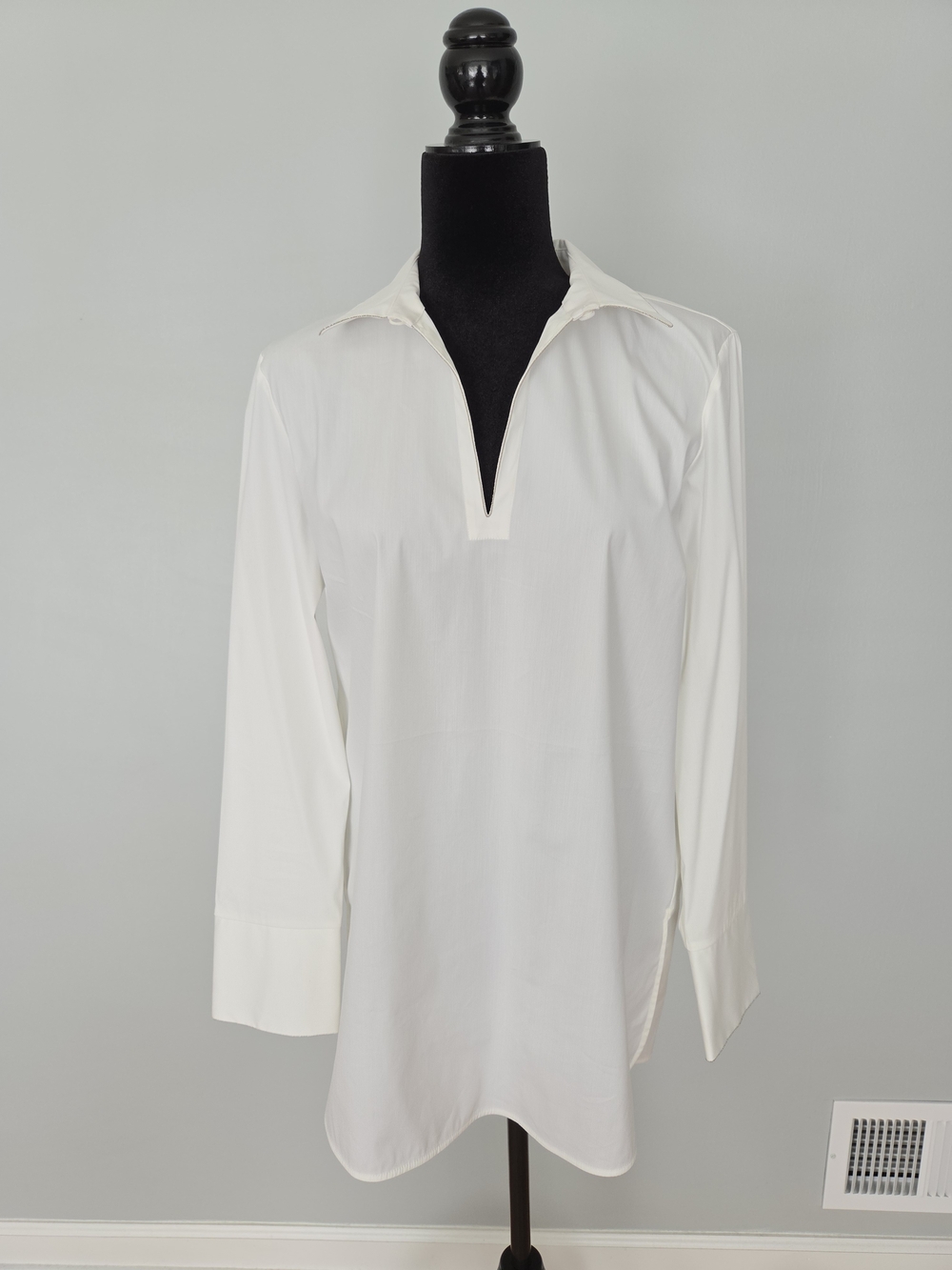 Lafayette 148 New York White Long-Sleeve Popover Tunic